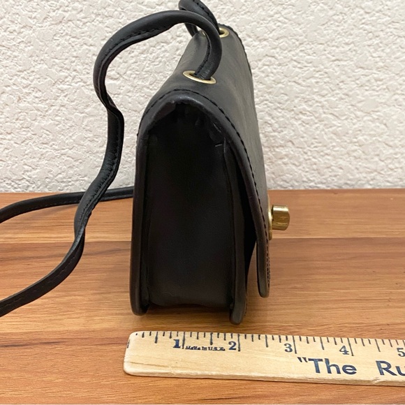 Vintage Black Leather Turnlock Mini Crossbody Bag - Picture 11 of 16